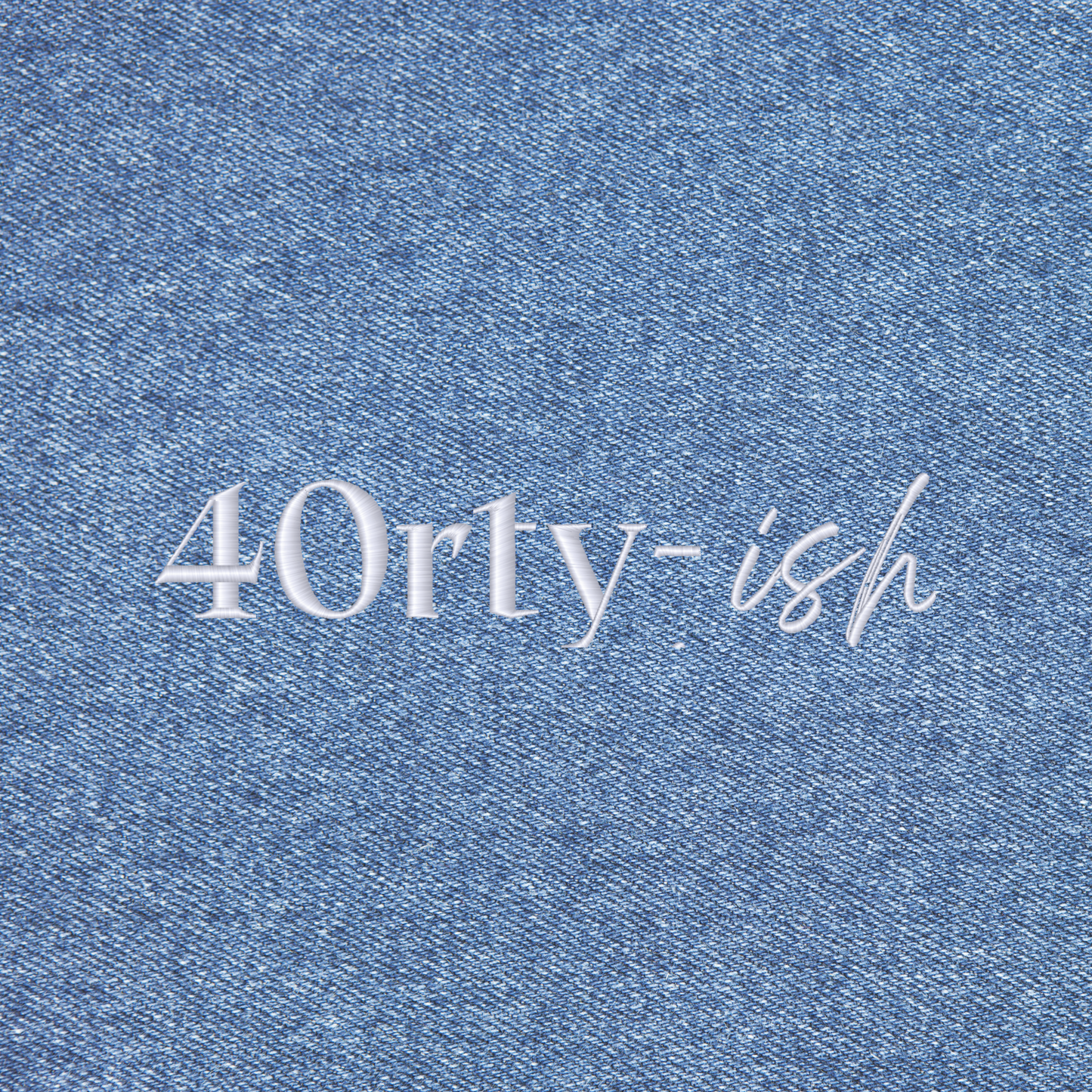 40rty-ish Embroidered Denim Baseball Cap