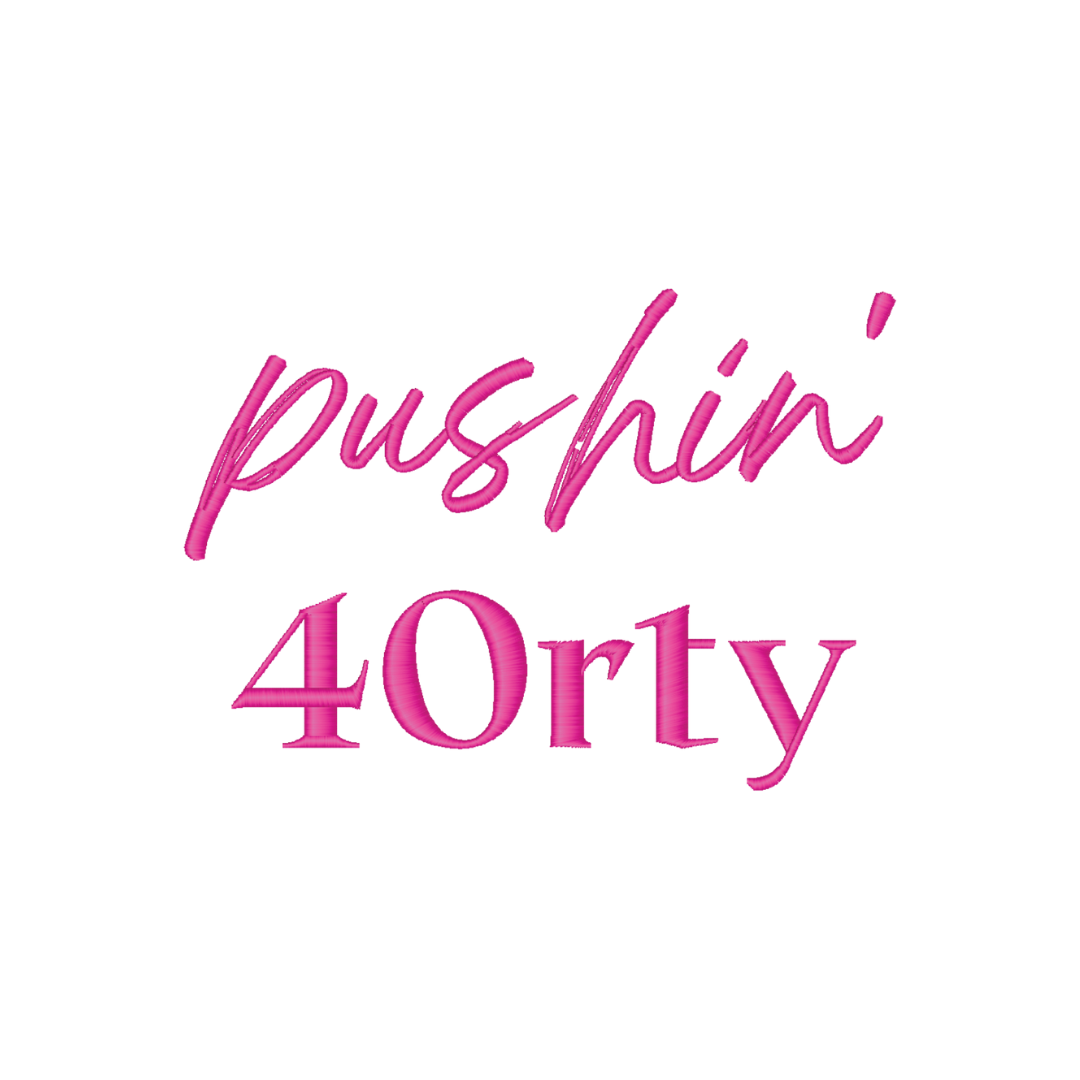 Pushin' 40rty Embroidered Cropped Fleece Hoodie
