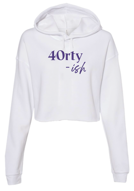 40rty-ish Embroidered Cropped Fleece Hoodie