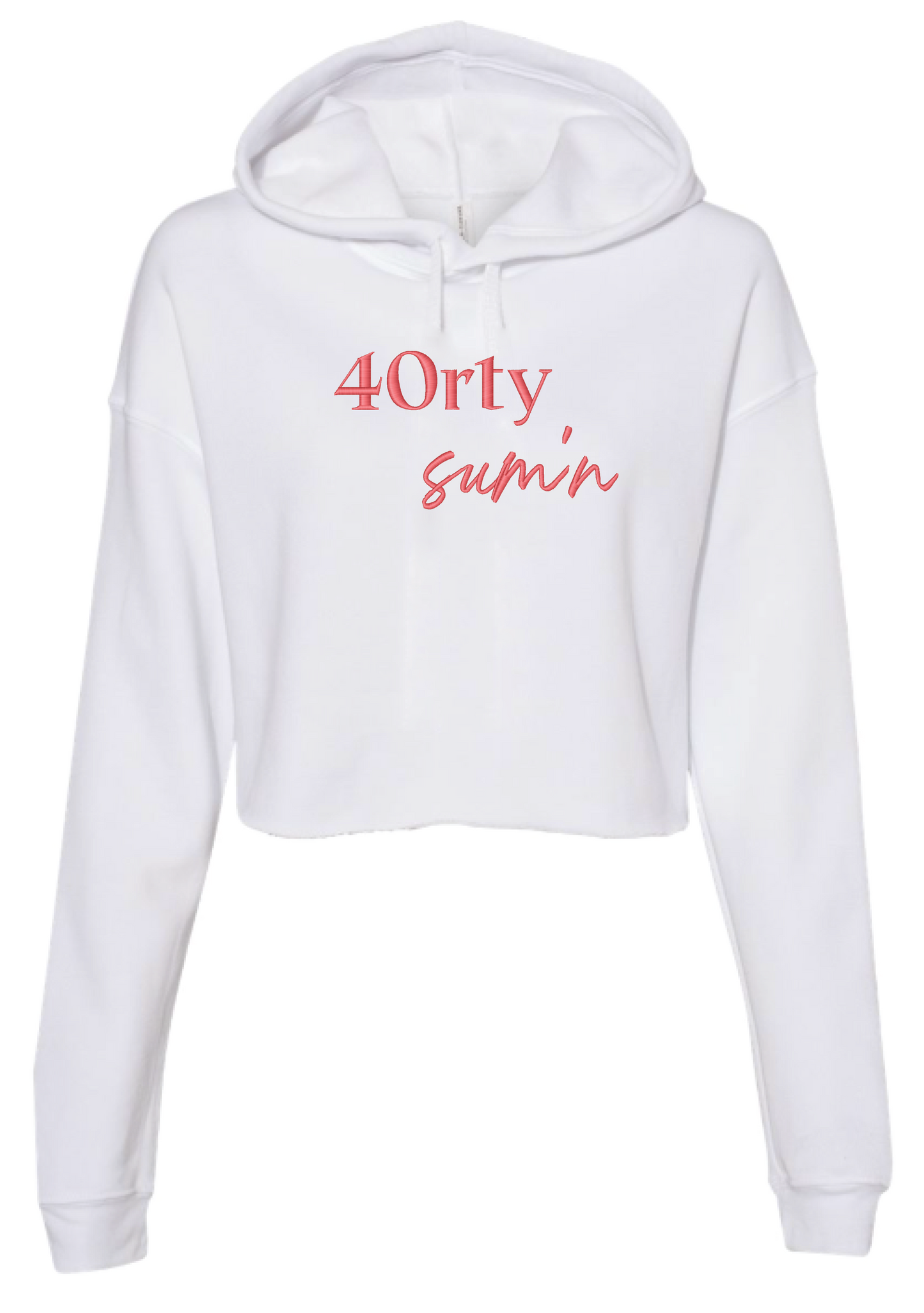 40rty sum'n Embroidered Cropped Fleece Hoodie