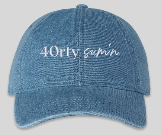 40rty sum'n Embroidered Denim Baseball Cap